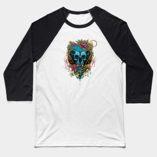 skull and flowers Baseball T-Shirt